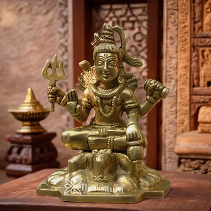Brassaura™ Brass Shiva Statue – Height 5.25 Inches & Weight 1 Kgs | Temple & Home Mandir Idol