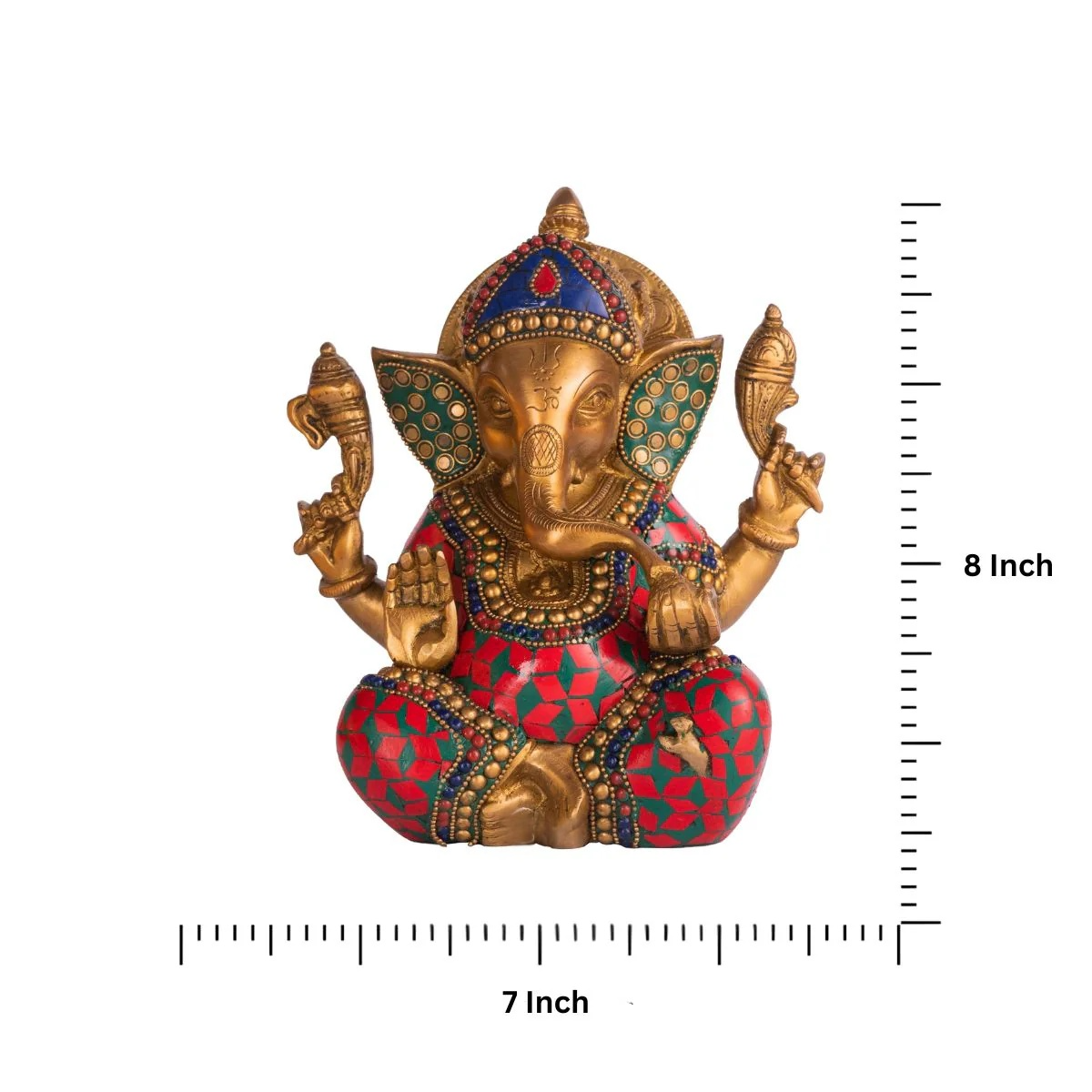Brassaura® Brass Ganesha Statue for Home Temple Decor | Height 8 Inches