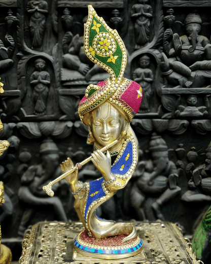 Brassaura™ Aatma Krishna Brass Idol | Height 20 Inches & Weight 9 Kgs