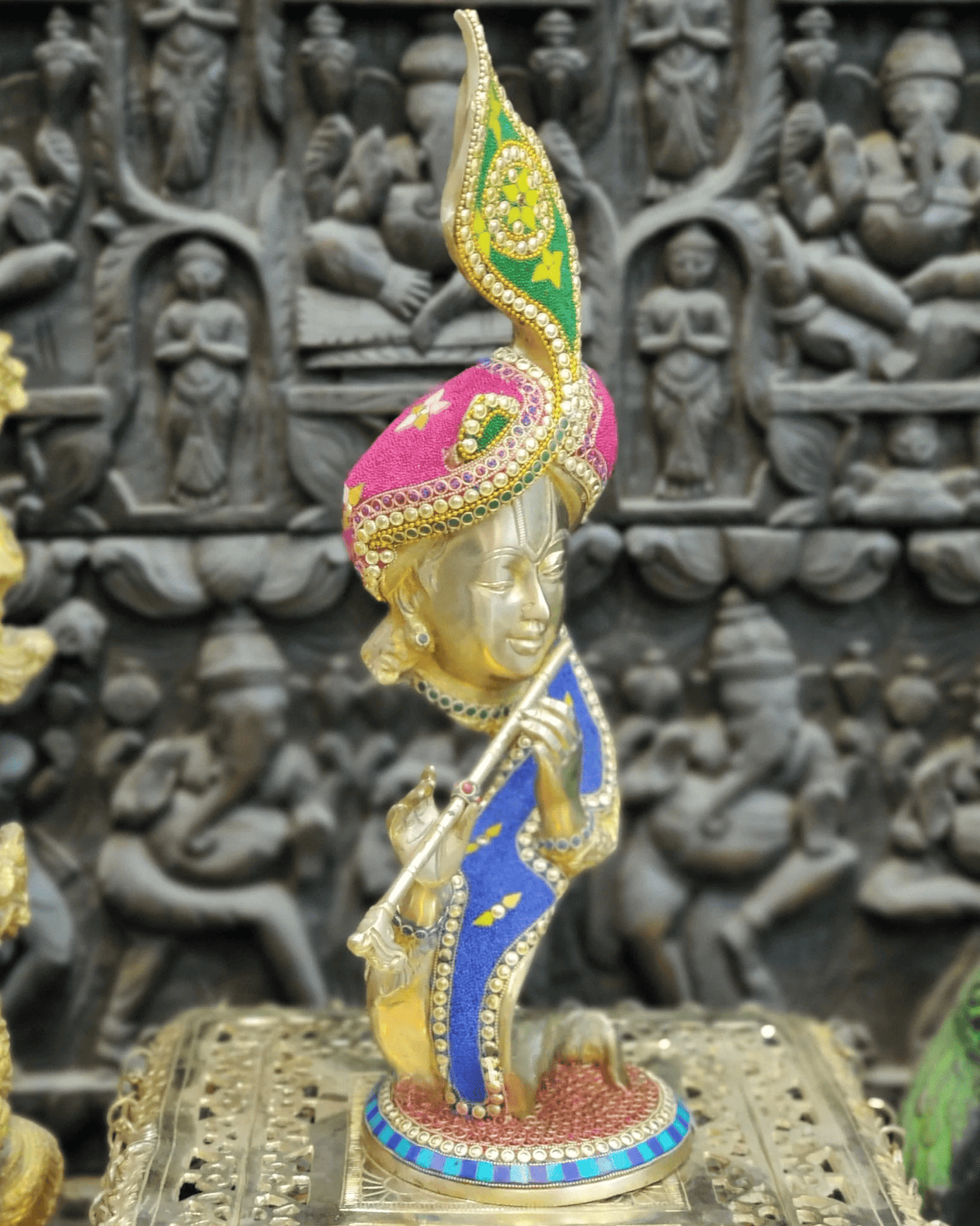 Brassaura™ Aatma Krishna Brass Idol | Height 20 Inches & Weight 9 Kgs