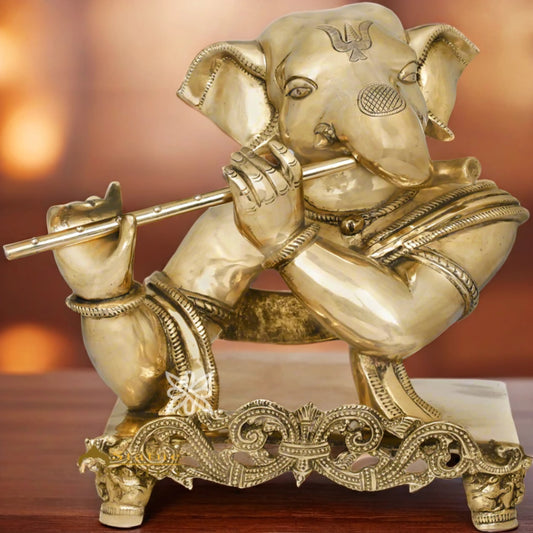 Brassaura™ Brass Ganesha Idol for Home and Decor | Weight 7.4 Kgs | Height 11 Inches