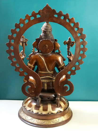 ब्रासौर™ अलंकृत प्रभावली के साथ भव्य भगवान गणेश | ऊंचाई 27 इंच और वजन 32 किलोग्राम