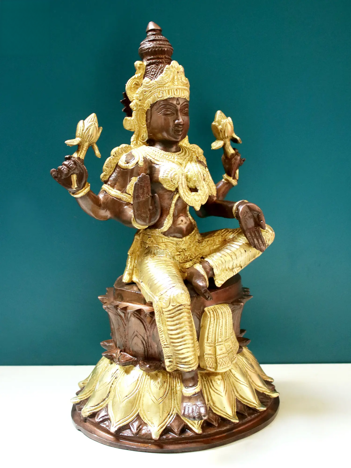 Brassaura® Brass Goddess Lakshmi Statue | Height 14 Inches & Weight 7.70 kg