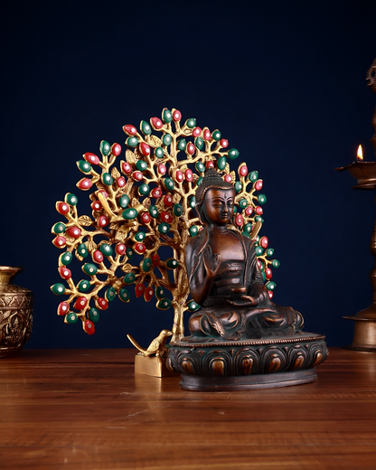 Brass Tree Blessing Buddha Statue Weight 4.25 kg