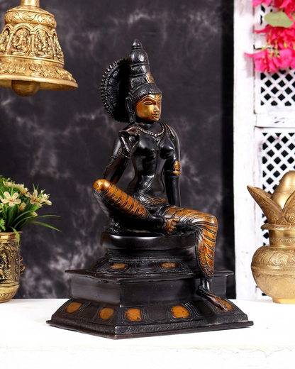 ब्रासोरा® वृंदावन वेणुगोपाल कृष्ण पीतल की प्रतिमा मोर के साथ | एंटीक नीला और सुनहरा रंग | ऊँचाई 20 इंच