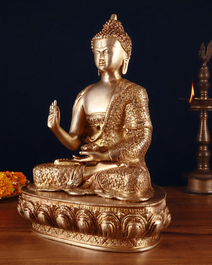 Brass Blessing Buddha Tree Statue Weight 8 kg & Height 16 Inch
