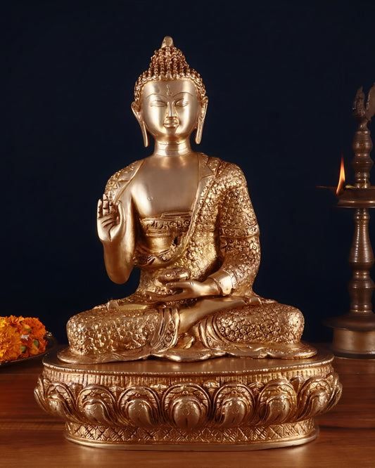 Brass Blessing Buddha Tree Statue Weight 8 kg & Height 16 Inch