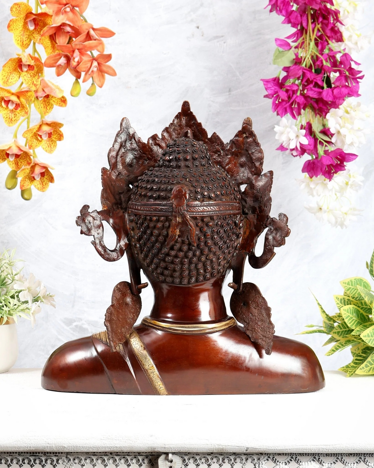 Brassaura® Buddha Bust Brass Sculpture | Heritage Dual-Tone Finish | Height 17.5 Inches & Weight 9.02 Kgs