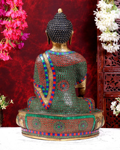 ब्रासोरा® वृंदावन वेणुगोपाल कृष्ण पीतल की प्रतिमा मोर के साथ | एंटीक नीला और सुनहरा रंग | ऊँचाई 20 इंच