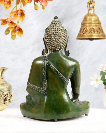 ब्रासोरा® वृंदावन वेणुगोपाल कृष्ण पीतल की प्रतिमा मोर के साथ | एंटीक नीला और सुनहरा रंग | ऊँचाई 20 इंच