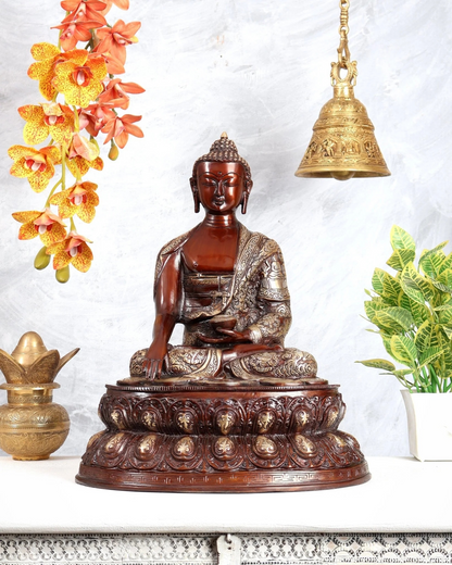 ब्रासोरा® वृंदावन वेणुगोपाल कृष्ण पीतल की प्रतिमा मोर के साथ | एंटीक नीला और सुनहरा रंग | ऊँचाई 20 इंच