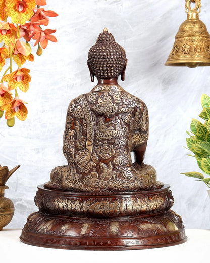 ब्रासोरा® वृंदावन वेणुगोपाल कृष्ण पीतल की प्रतिमा मोर के साथ | एंटीक नीला और सुनहरा रंग | ऊँचाई 20 इंच