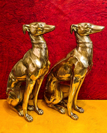 Brassaura™ Brass Dog Statue Pair – Height 23 Inches Each & Total Weight 26 Kgs | Vastu & Feng Shui Home Protection