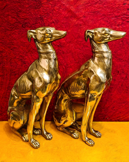 Brassaura® Brass Dog Statue Pair – Height 23 Inches Each & Total Weight 26 Kgs | Vastu & Feng Shui Home Protection