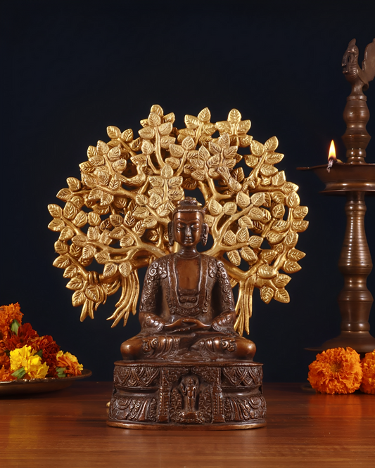 Brass Tree Bhumisprasa Buddha Statue Weight 2.12 kg