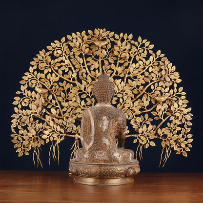 Brass Bhumisprasa Buddha Statue Weight 12 kg Kalpavriksha Tree Weight 18 kg