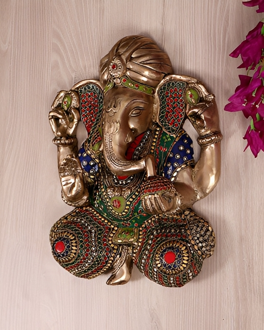 Brassaura® Brass Full Body Lord Ganesha Wall Hanging | Height 14 Inches
