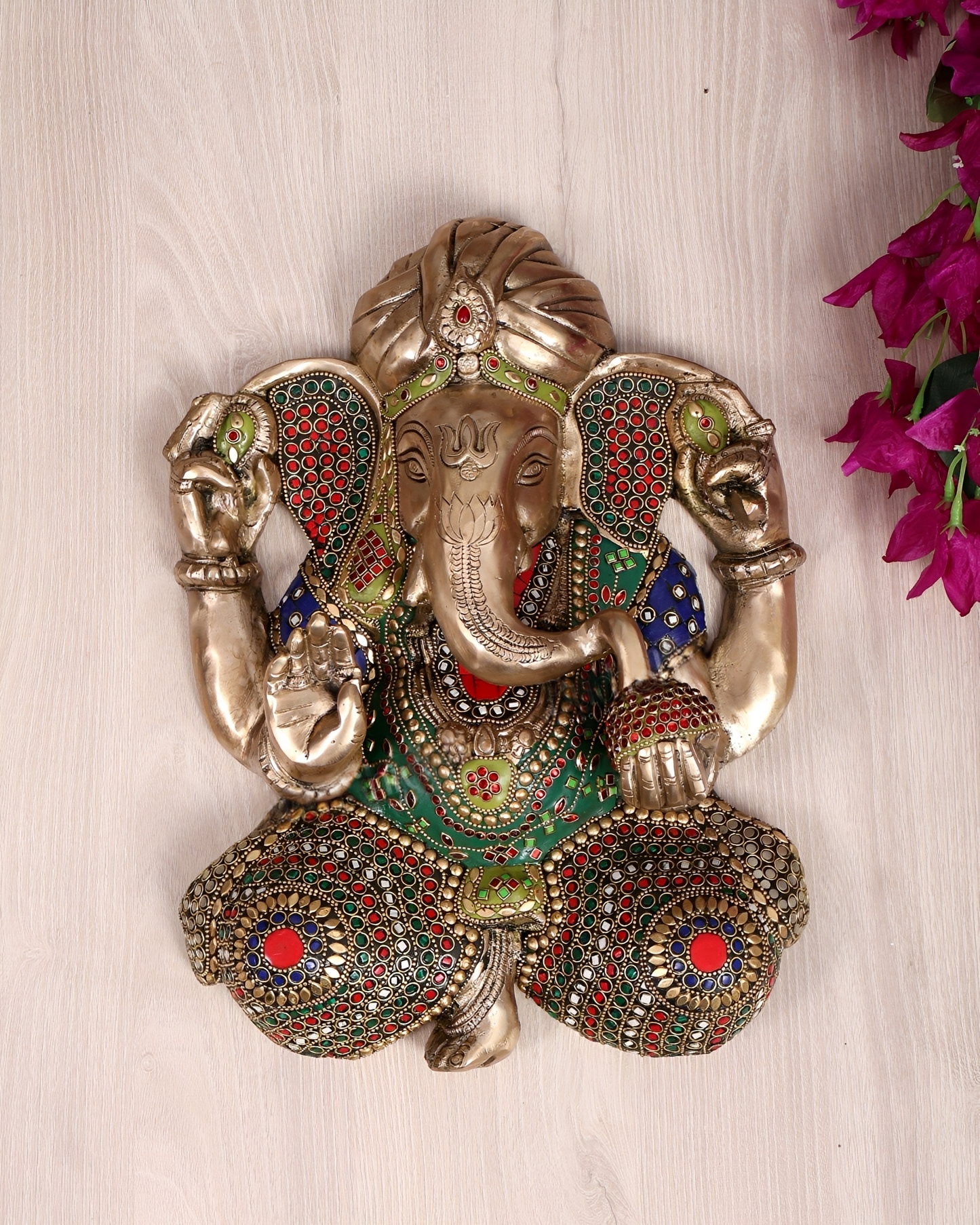 Brassaura® Brass Full Body Lord Ganesha Wall Hanging | Height 14 Inches