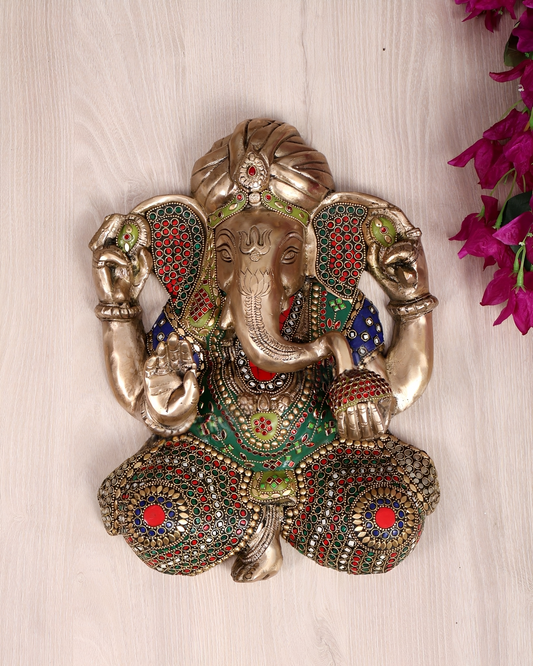 Brassaura® Brass Full Body Lord Ganesha Wall Hanging | Height 14 Inches