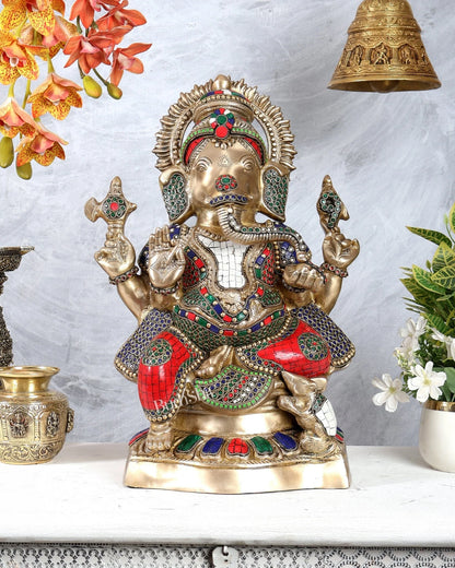 ब्रासोरा® वृंदावन वेणुगोपाल कृष्ण पीतल की प्रतिमा मोर के साथ | एंटीक नीला और सुनहरा रंग | ऊँचाई 20 इंच