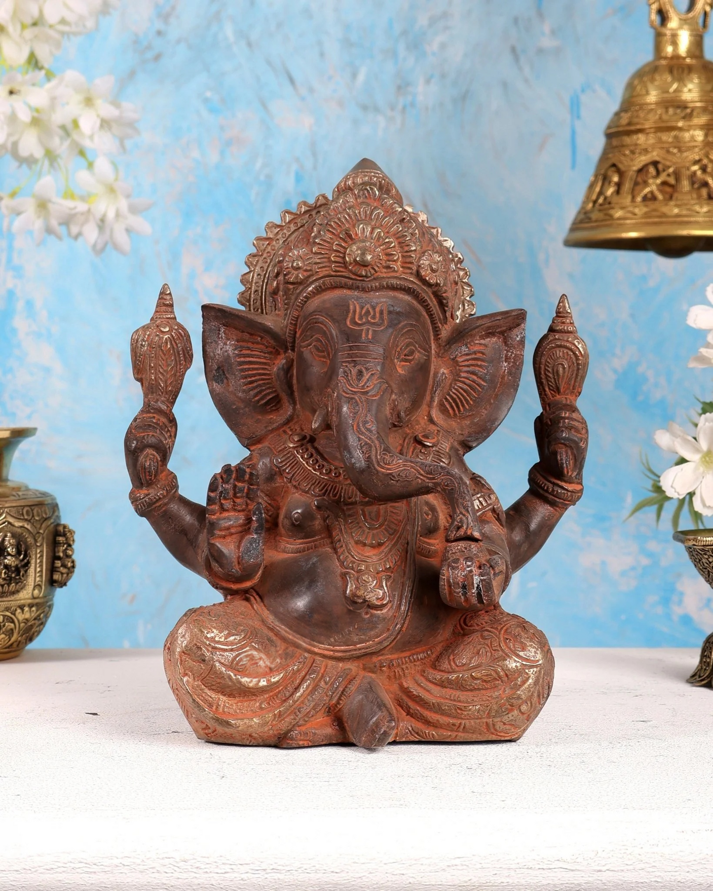 Brassaura® Brass Ganesha Statue | Height 8.5 Inches