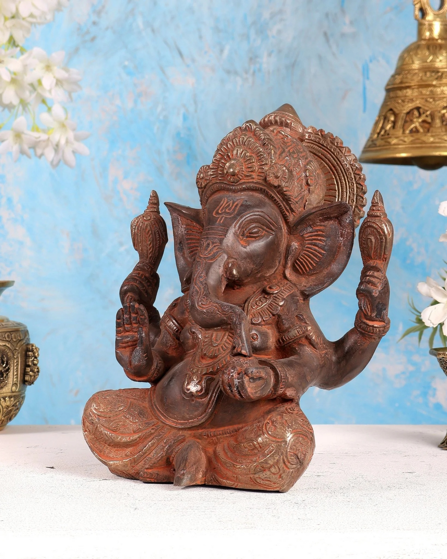 Brassaura® Brass Ganesha Statue | Height 8.5 Inches