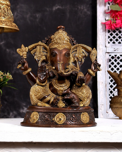 ब्रासोरा® वृंदावन वेणुगोपाल कृष्ण पीतल की प्रतिमा मोर के साथ | एंटीक नीला और सुनहरा रंग | ऊँचाई 20 इंच