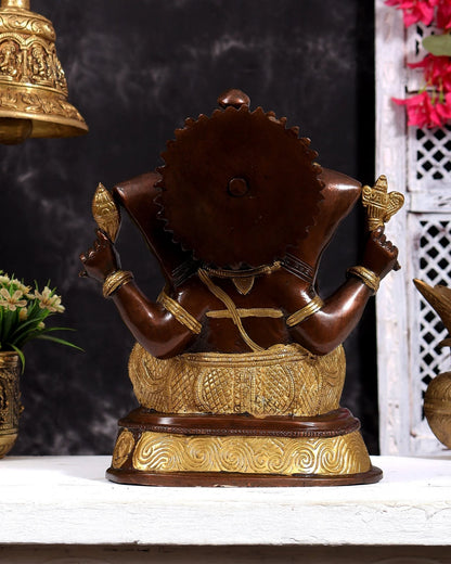 ब्रासोरा® वृंदावन वेणुगोपाल कृष्ण पीतल की प्रतिमा मोर के साथ | एंटीक नीला और सुनहरा रंग | ऊँचाई 20 इंच