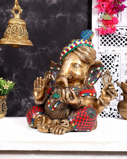 ब्रासोरा® वृंदावन वेणुगोपाल कृष्ण पीतल की प्रतिमा मोर के साथ | एंटीक नीला और सुनहरा रंग | ऊँचाई 20 इंच