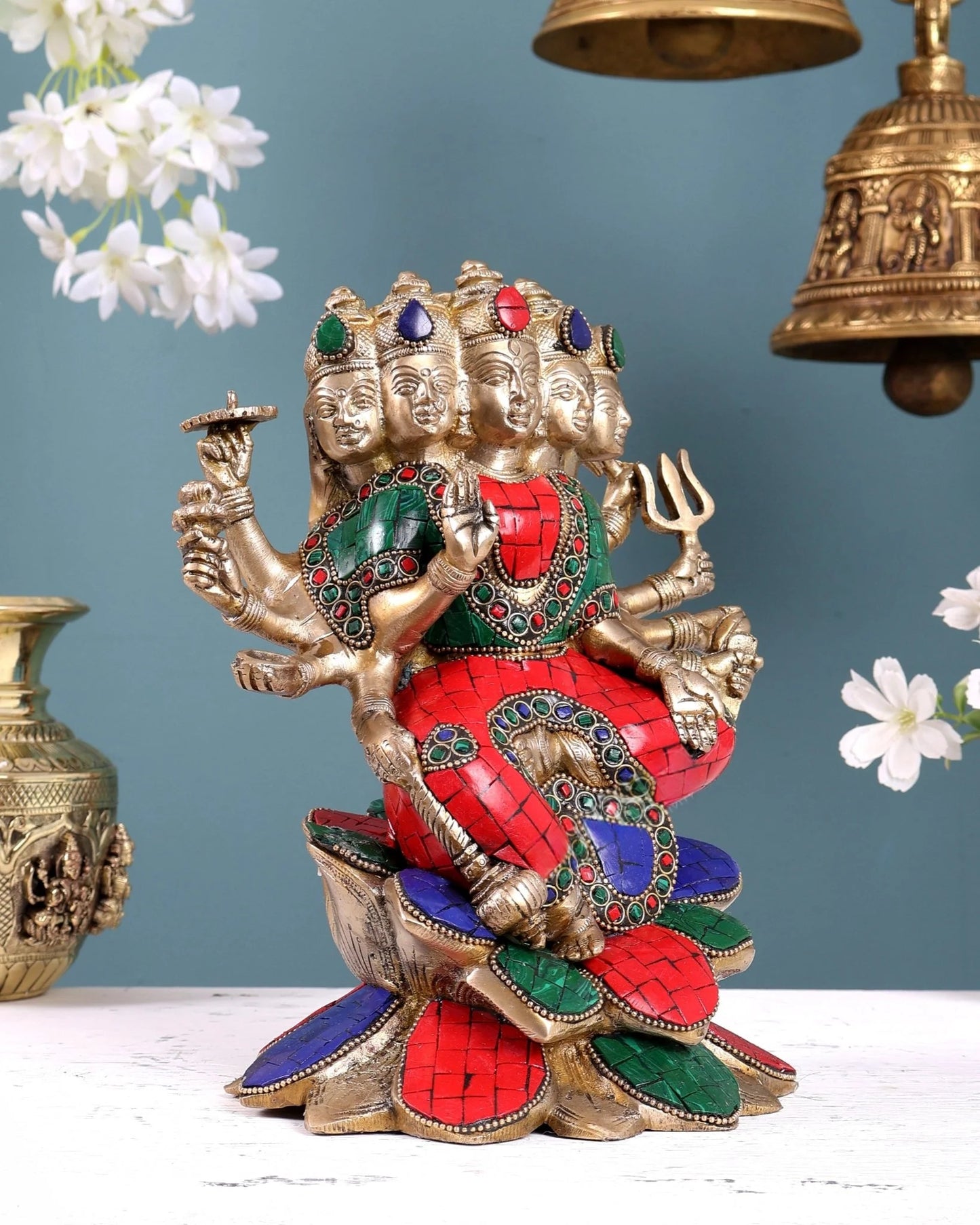 Brassaura® Brass Goddess Gayatri Devi Statue | Height 9 Inches
