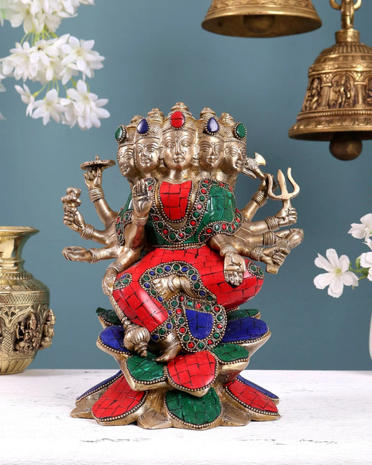 Brassaura® Brass Goddess Gayatri Devi Statue | Height 9 Inches