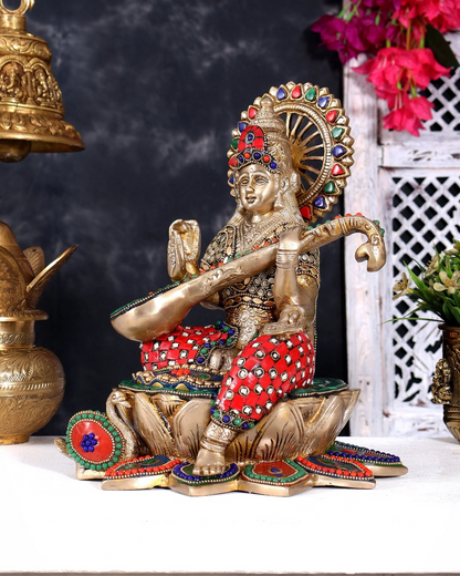 ब्रासोरा® वृंदावन वेणुगोपाल कृष्ण पीतल की प्रतिमा मोर के साथ | एंटीक नीला और सुनहरा रंग | ऊँचाई 20 इंच