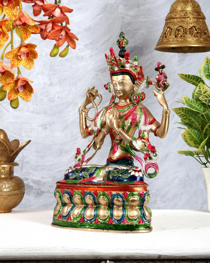 Brassaura® Brass Goddess Tara Statue | Height 14 Inches