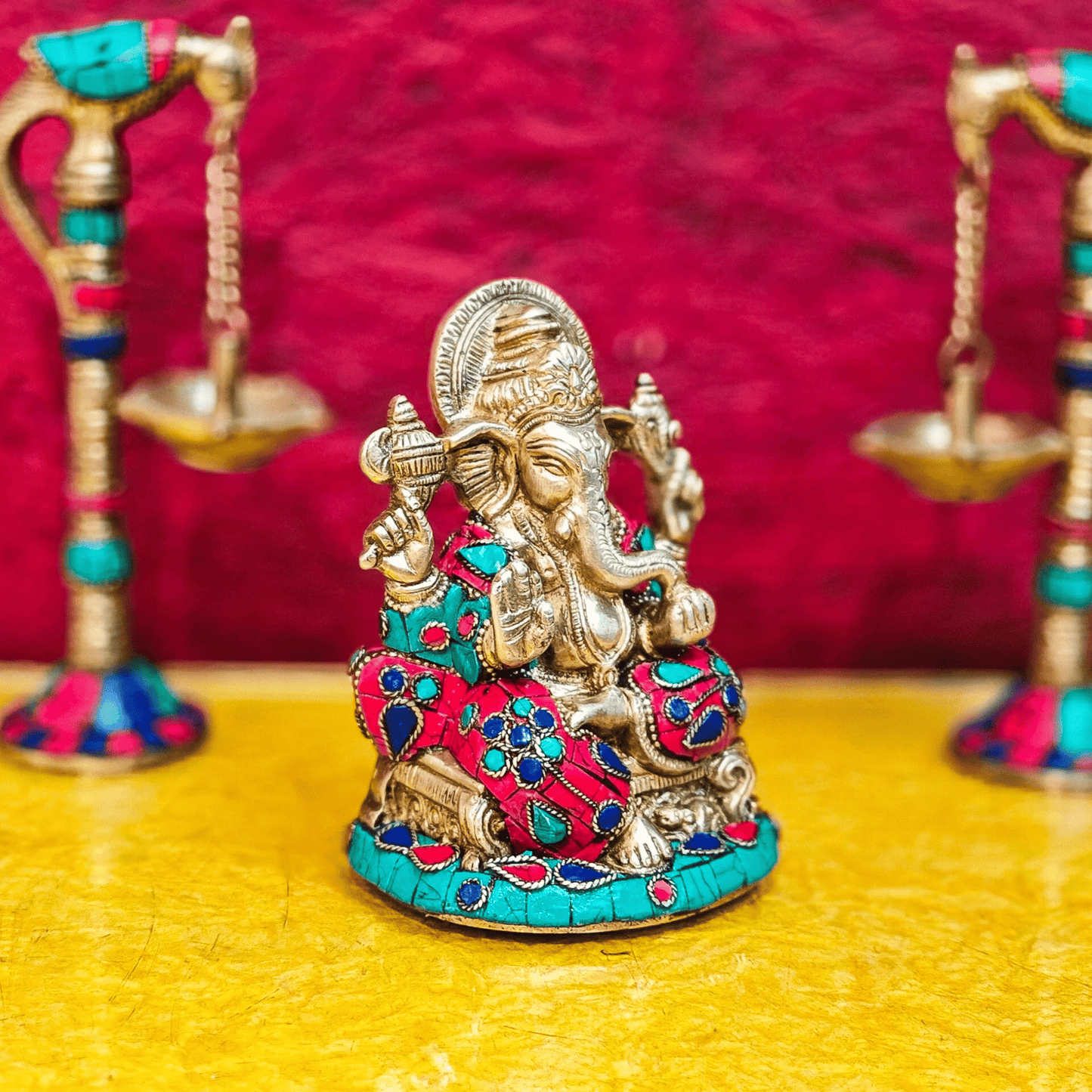 Brassaura® Brass Ganesha Idol for Home Temple & Meditation Space | Height 5.5 Inches