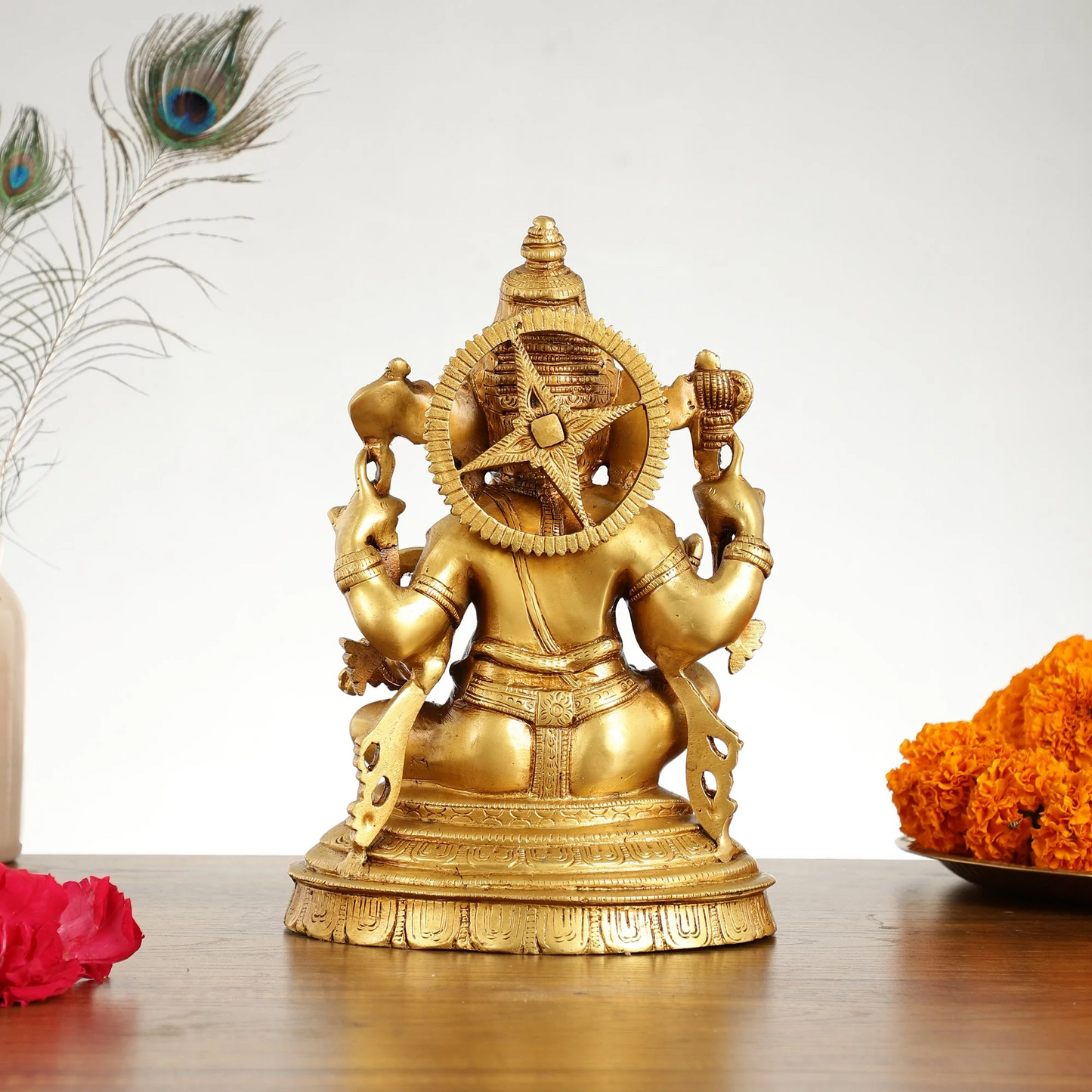 Brassaura™ Pure Brass Handcrafted Lord Ganesha Statue | Intricate Carvings | Height 10.5 Inches & Weight 4.5 Kgs