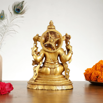 Brassaura™ Pure Brass Handcrafted Lord Ganesha Statue | Intricate Carvings | Height 10.5 Inches & Weight 4.5 Kgs