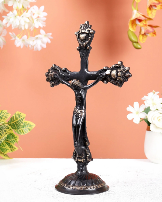 Brassaura® Brass Jesus Christ Crucifix Cross Statue | Height 12 Inches