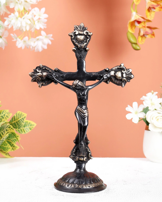 Brassaura® Brass Jesus Christ Crucifix Cross Statue | Height 12 Inches