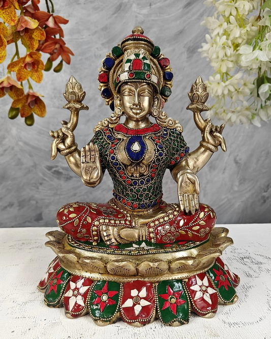 Brassaura® Brass Lakshmi Ganesha Statue Set | Height 12 Inches