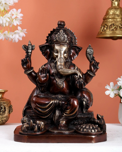 Brassaura® Brass Lord Ganesha Statue | Height 13 Inches