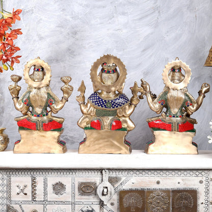 ब्रासोरा® वृंदावन वेणुगोपाल कृष्ण पीतल की प्रतिमा मोर के साथ | एंटीक नीला और सुनहरा रंग | ऊँचाई 20 इंच