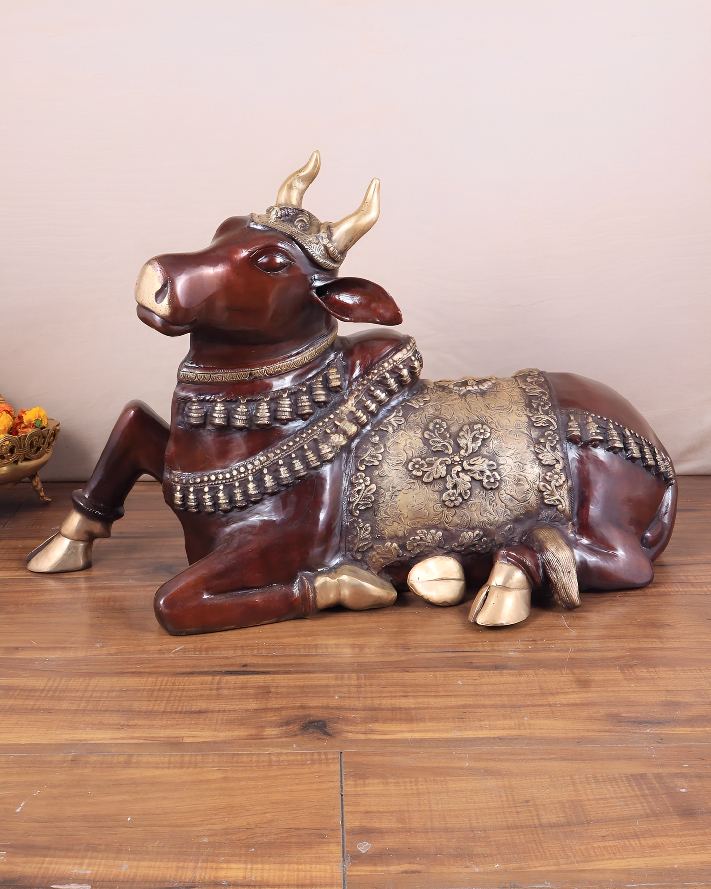 Brassaura™ Antique Brass Nandi Sculpture – Height 21.5" & Weight 30 Kgs | Vintage Patina Finish