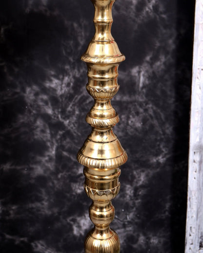 Brassaura® Peacock Samai Inauguration Lamp Pair with Natural Brass Finish | Pure Superfine Brass Handcrafted Murti | Brass Statue for Home Temple, Pooja Room | Height 51 Inches | Weight 25 Kgs