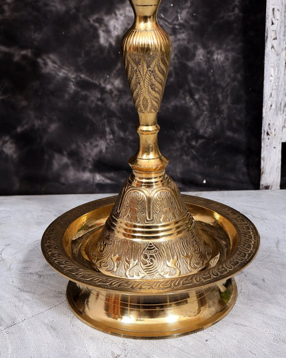 Brassaura® Peacock Samai Inauguration Lamp Pair with Natural Brass Finish | Pure Superfine Brass Handcrafted Murti | Brass Statue for Home Temple, Pooja Room | Height 51 Inches | Weight 25 Kgs