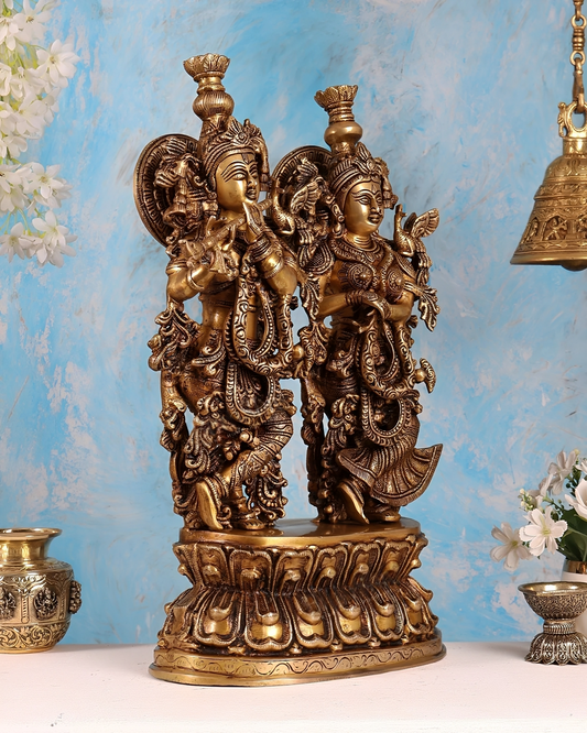 Brassaura® Brass Radha Krishna Statue | Height 21 Inches
