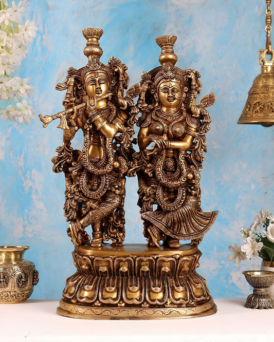 Brassaura® Brass Radha Krishna Statue | Height 21 Inches