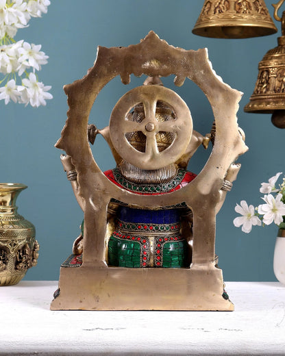 Brassaura® Brass Ganesha Statue with Decorative Frame | Height 13 Inches