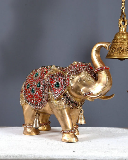 Brassaura® Brass Royal Maharaja Elephant Statue | Height 12.5 Inches