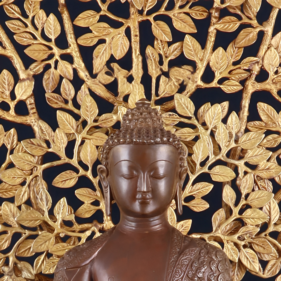 Brass Bhumisprasa Buddha Statue Weight 12 kg Kalpavriksha Tree Weight 18 kg