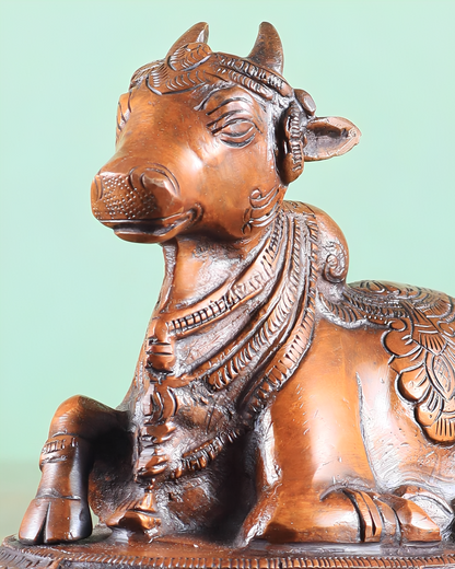 Brassaura™ Brass Superfine Nandi Bull Idol – Copper Tone | Height 4.5" & Weight 1.5 Kgs